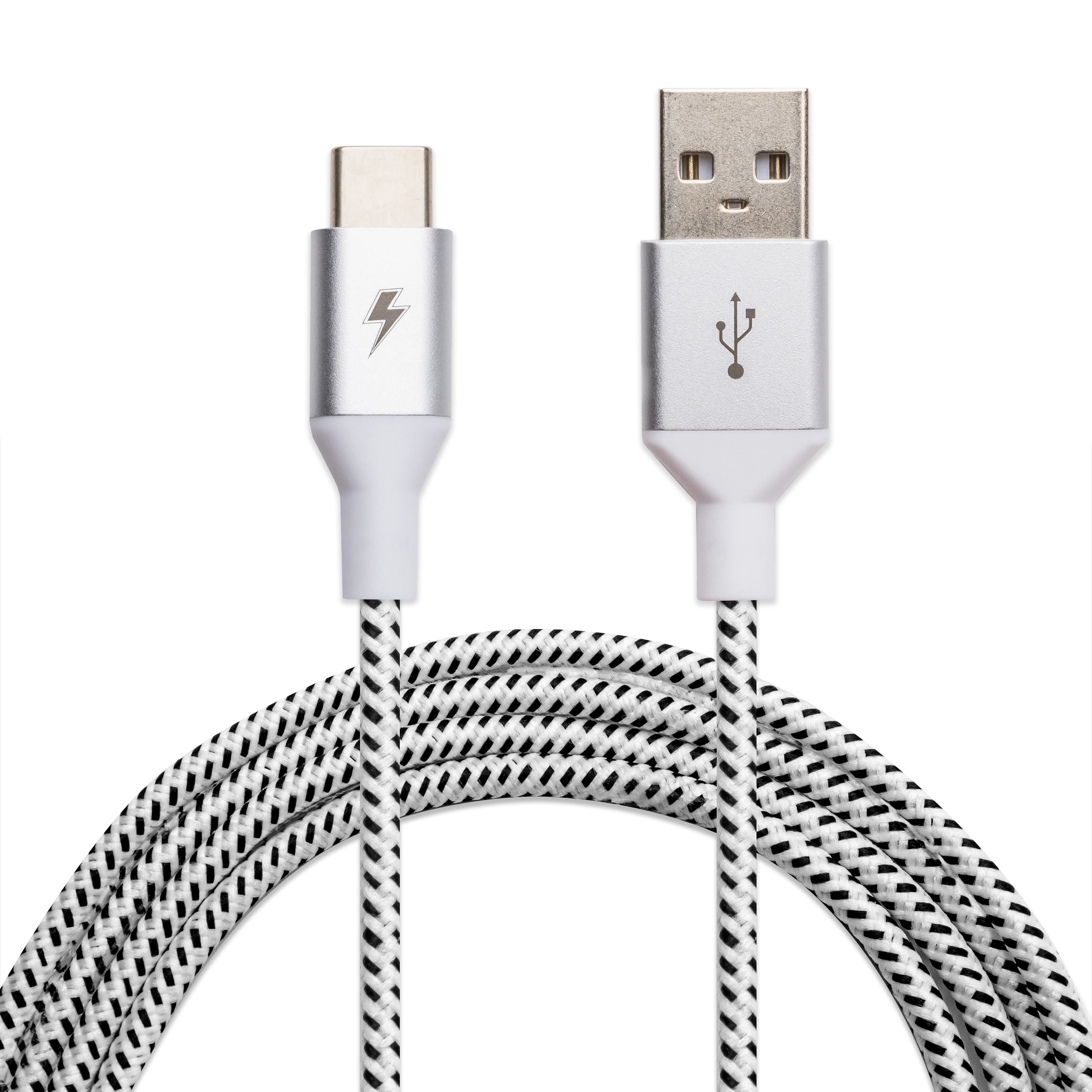 Black and White USB-C to USB-A Cable – Charge Cords
